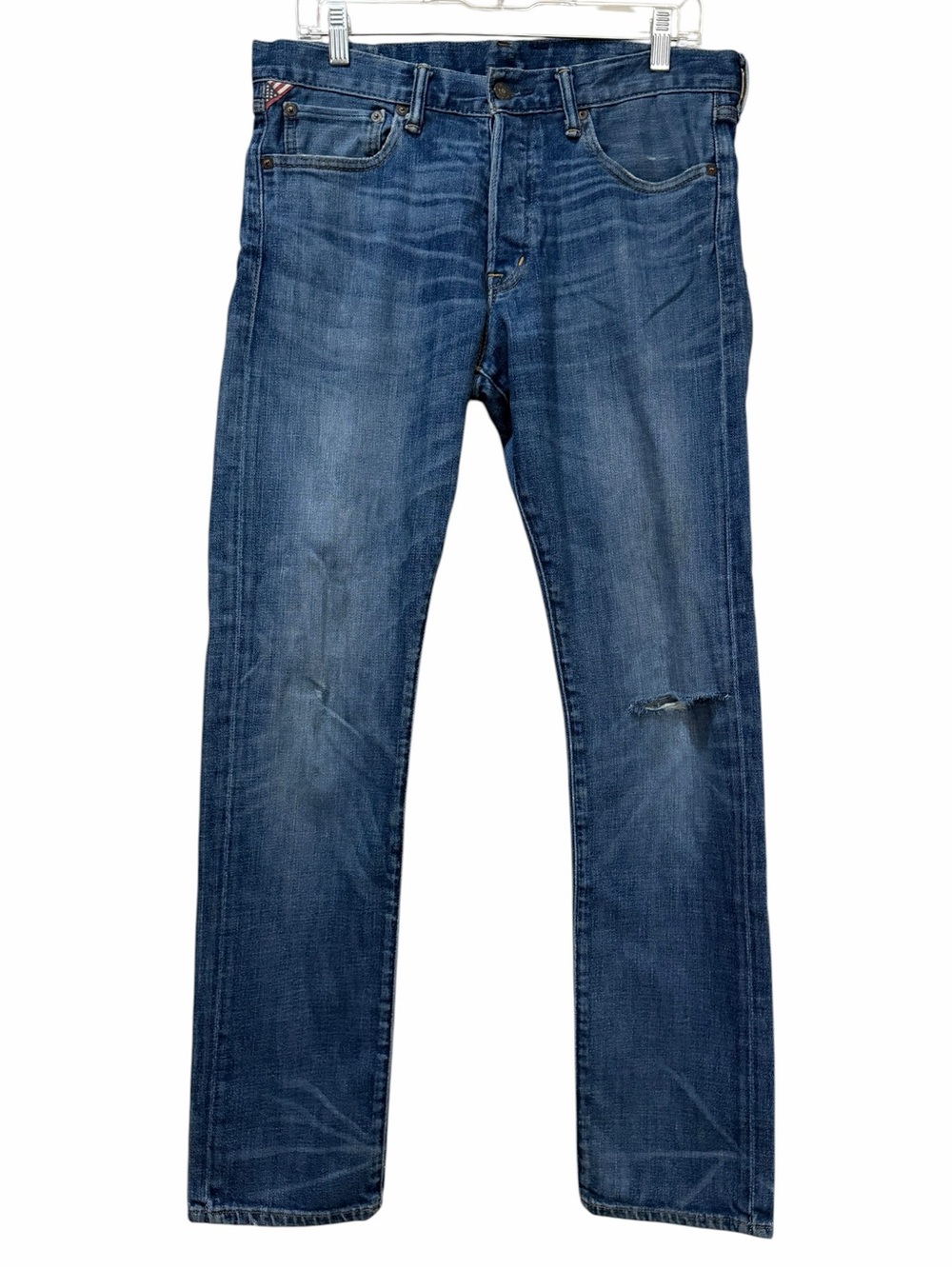 Denim & Supply Men's 32x32 Slim Straight Leg Button Fly Jeans Ripped Knee B5
